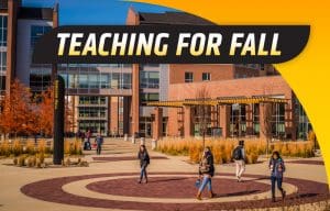 Students in front of Shocker Hall.