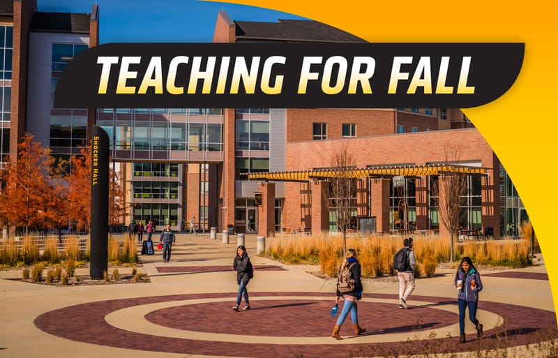 Students in front of Shocker Hall.