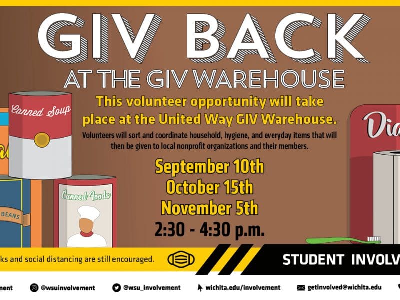 Volunteers are requested for the United Way Give Items of Value (GIV) program 2:30-4:30 p.m. at the following dates at the GIV Warehouse: