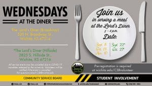 Join the Community Service Board serving a free meal at the Lord's Diner. We will alternate serving dinner at the Diner's two location. We will be serving from 5:00-8:00pm. Dates scheduled for volunteering are as follows: 9/8, 9/22, 10/13, 10/27, 11/10. For location details and to sign up please visit here.