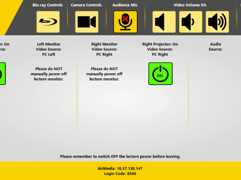 Image shows a screenshot of the display control screen