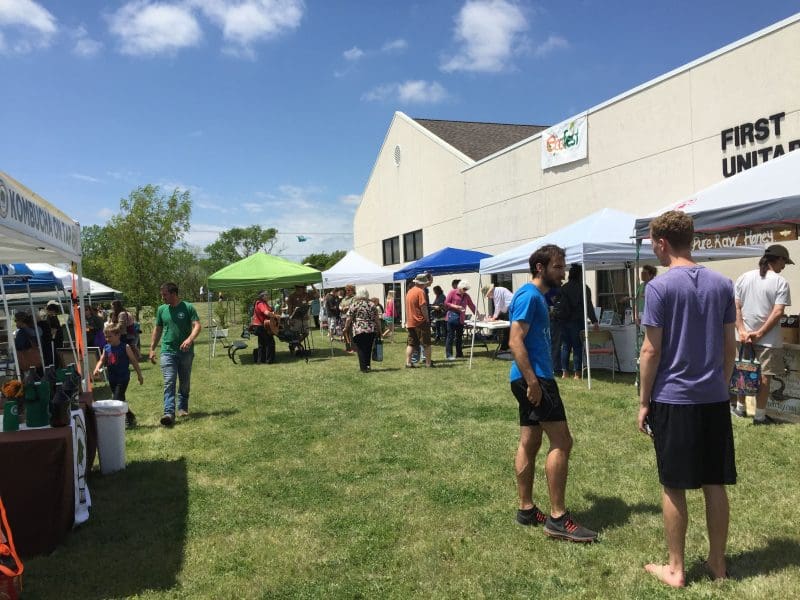 Pictured, people attending a previous year's EcoFest.
