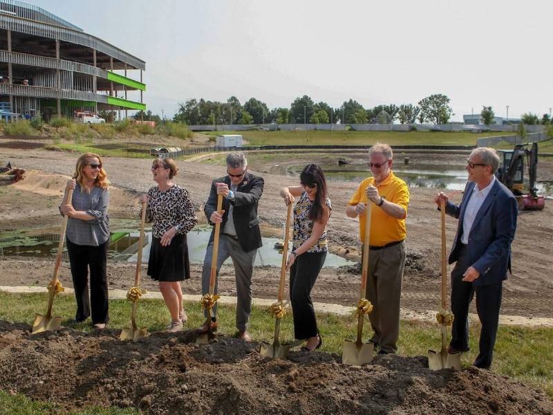 Six members of WSU's Barton School of Business break ground on Promise Bridge