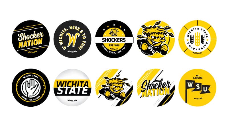 Graphic featuring 10 different Shocker Buttons.