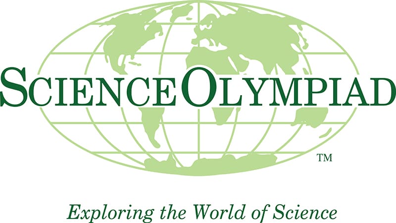 Science Olympiad Exploring the World of Science. Image of green map of continents.