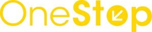 OneStop logo in yellow letters on white background.