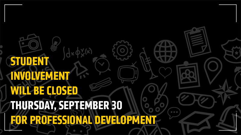 Student Involvement will be partially closed Thursday, September 30.