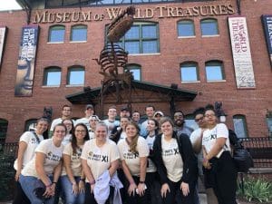 Picture of a group of Wu's Big Event volunteers in front of Museum of World Treasures.