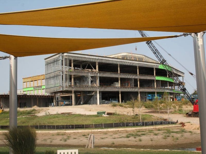 Picture of Woolsey Hall under construction.