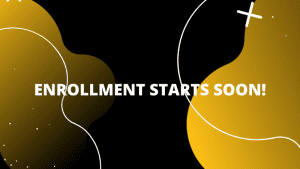 Graphic with text 'Enrollment starts soon!'