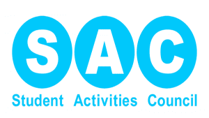 Graphic with white background featuring text SAC, Student Activities Council.