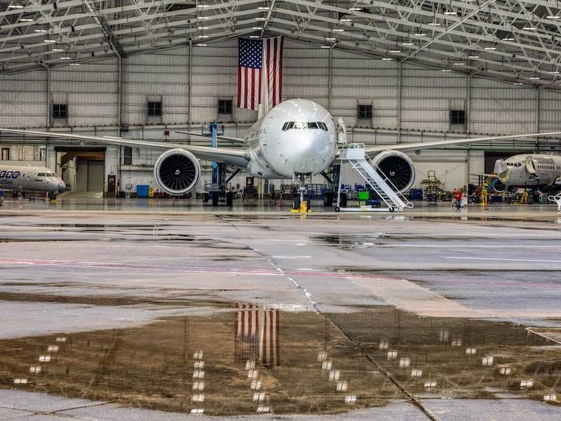 Picture of 737 in NIAR Hangar.