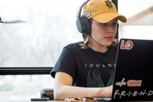 Image of student taking Collegiate Learning Assessment.