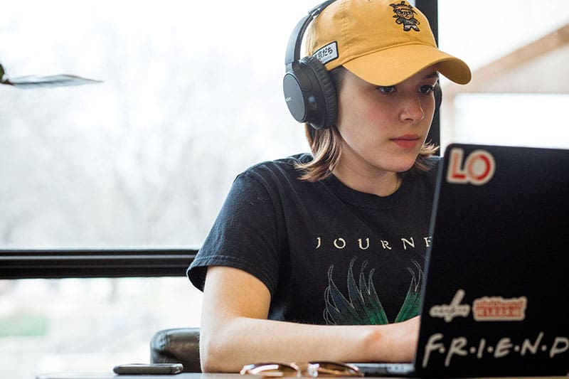 Image of student taking Collegiate Learning Assessment.