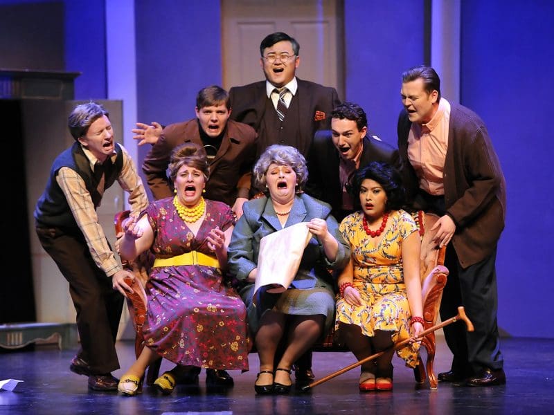 Picture of five performers on stage during Open Scenes.