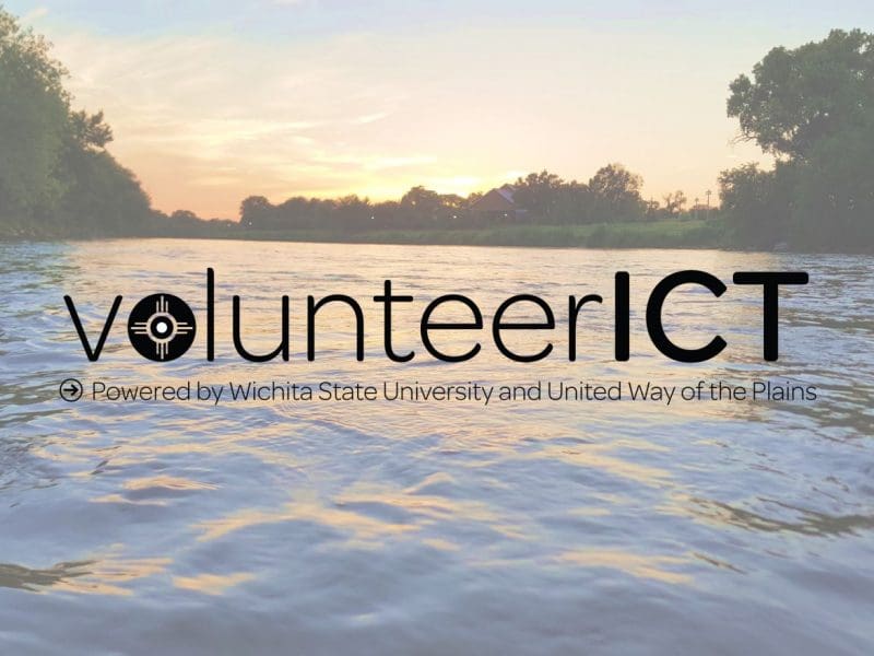 Photo of the Arkansas River with the volunteerICT logo.