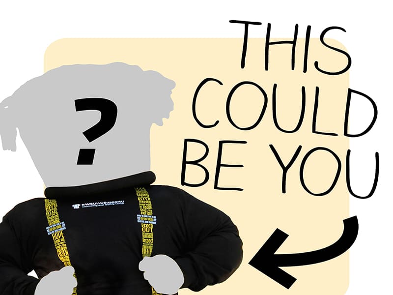 Image Alt Text Wu Shock outline wearing the suspenders for hope shirt saying this could be you. #wesupportU Contact Information