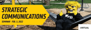 Picture of Wu in hammock and test Strategic Communications Seminar Feb. 3.