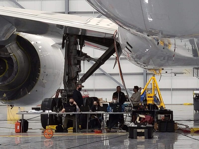 Image of The team at NIAR WERX completed ground vibration testing in February 2022.
