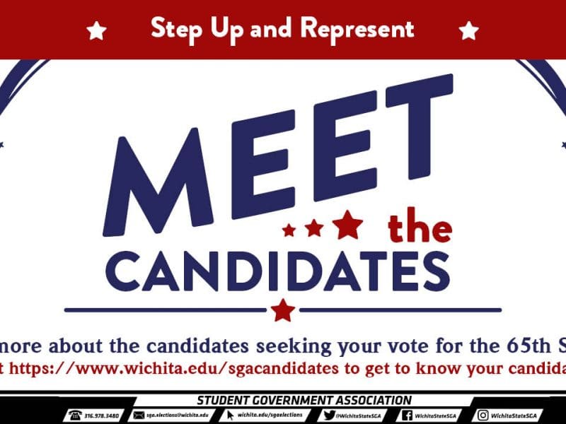 Learn more about the candidates seeking your vote for the 65th session. Visit https://www.wichita.edu/sgacandidates to get to know your candidates.