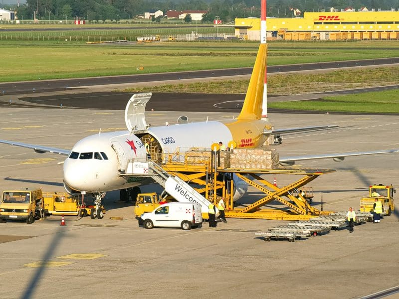 Image of Airbus 321 on flightline at NIAR with door open.