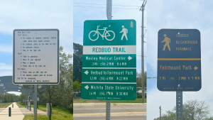 Members of the Shocker and local community are invited to the City of Wichita’s weekly briefing at 10:45 a.m. Thursday, May 19 at the Redbud Trail head at Oliver and 17th Street to celebrate the project. The event will celebrate the new signage at the Redbud Trail walk and bike trail, which is part of the Redbud Trail Activation project. The signage was funded by Wesley Healthcare.
