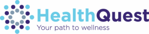 HealthQuest blue and purple logo with sunburst symbol and text "Your path to wellness."