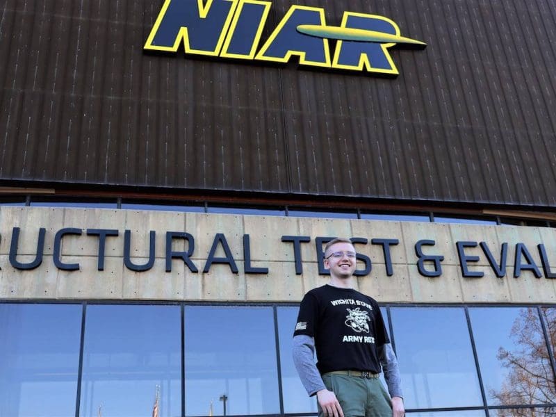 Image of Holston out in front of NIAR building.