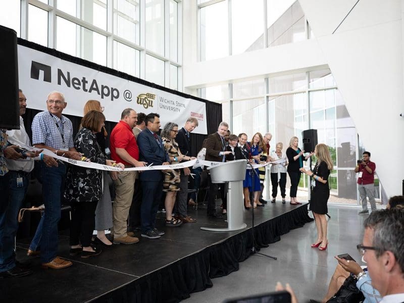 Image of ribbon cutting at NetApp.