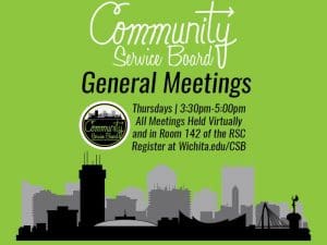 Community Service Board logo with an outline of Wichita in the background.