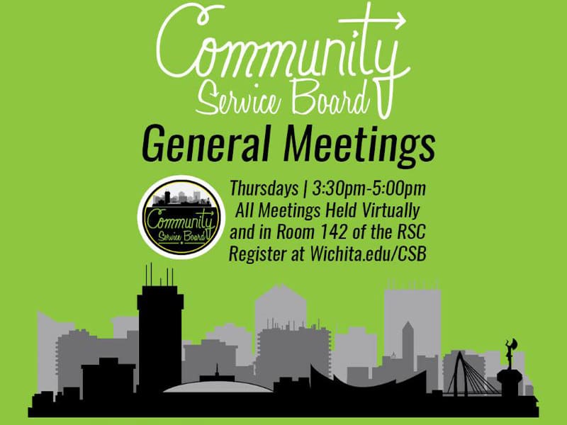 Community Service Board logo with an outline of Wichita in the background.