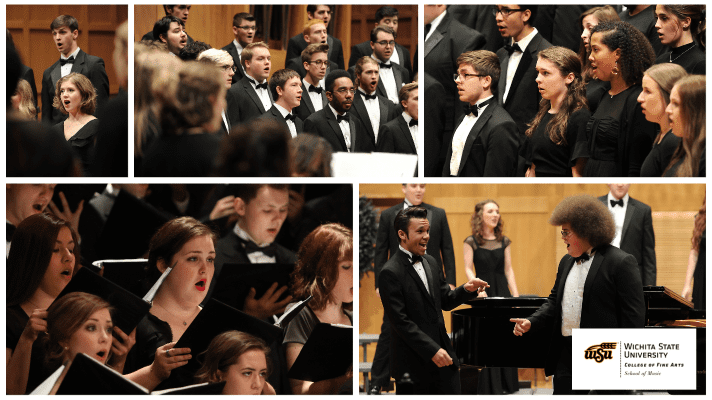 layout of students performing as part of WSU Choirs.