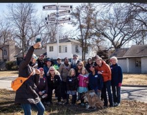 Group photos of Shocker Neighborhood walkers.