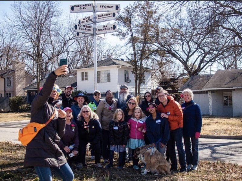Group photos of Shocker Neighborhood walkers.