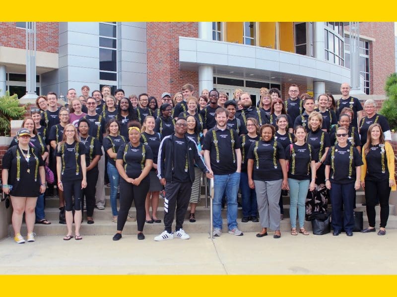 Group photos of members outside RSC after attend preventing suicide training.