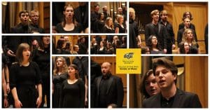 Pictures of students singing.