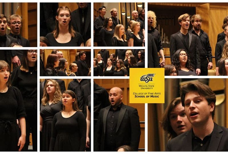 Pictures of students singing.