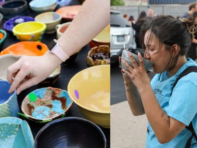 Attendees of Empty Bowls can choose a handmade bowl and enjoy chili prepared by local chefs and donors.