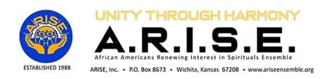ARISE logo featuring the words with choir members