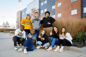 Students standing together