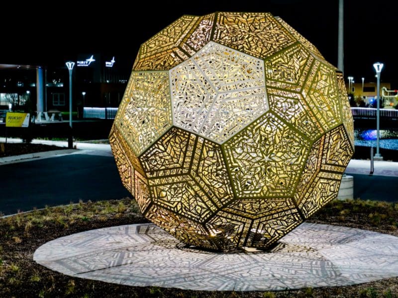 "Stratosphere", the art installation created by artist duo Hybycozo, in front of Woolsey Hall.