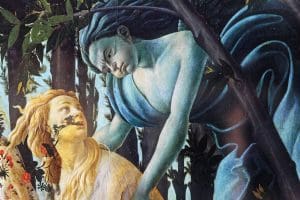A portion of the painting, Primavera by Sandro Botticelli.