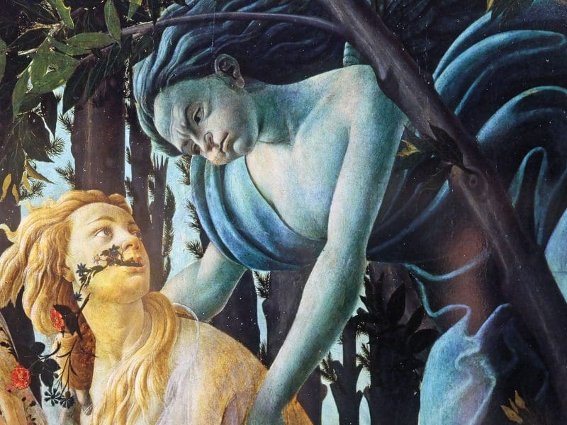 A portion of the painting, Primavera by Sandro Botticelli.