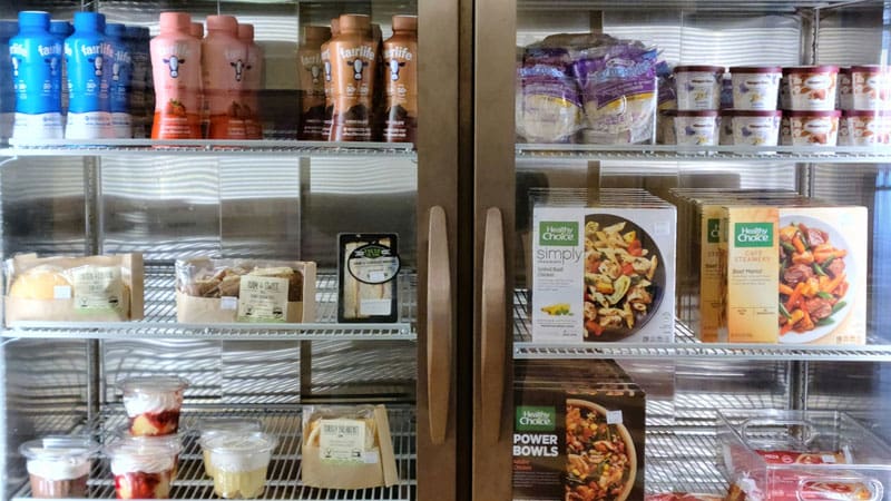 An image of a food cooler at the Shocker Store in the Rhatigan Student Center.