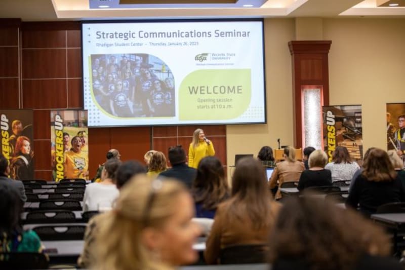Shelly Coleman-Martins speaking to Strategic Communication Seminar audience