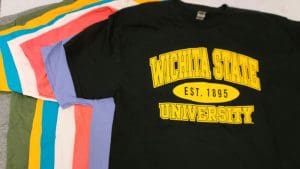 Photo of the color wall T-shirts.