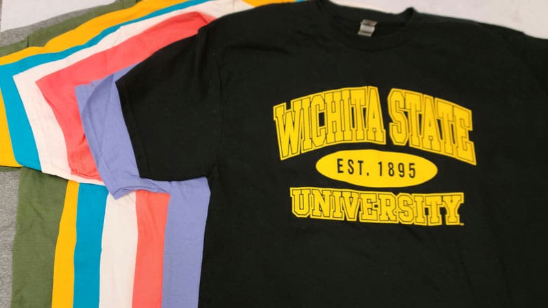 Photo of the color wall T-shirts.