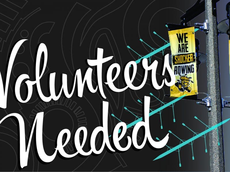 Graphic with the text, "Volunteers Needed."