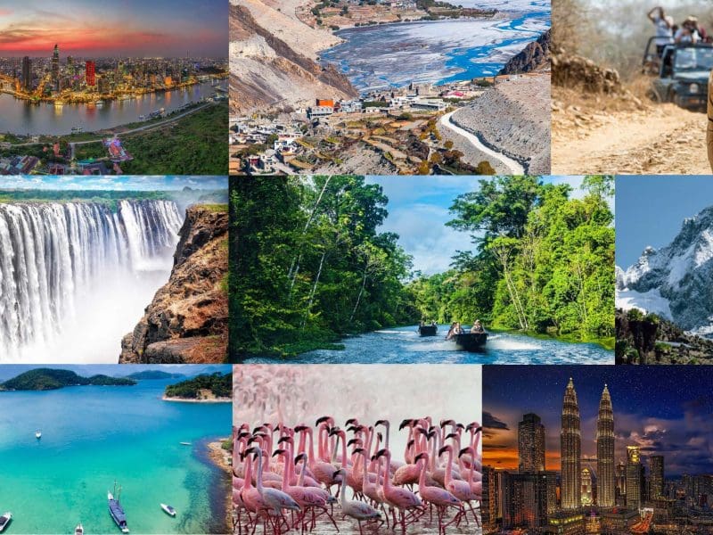 Photo collage of travel destinations around the world