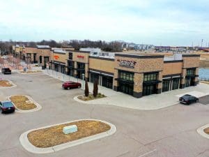 Aerial photo of Braeburn Square.